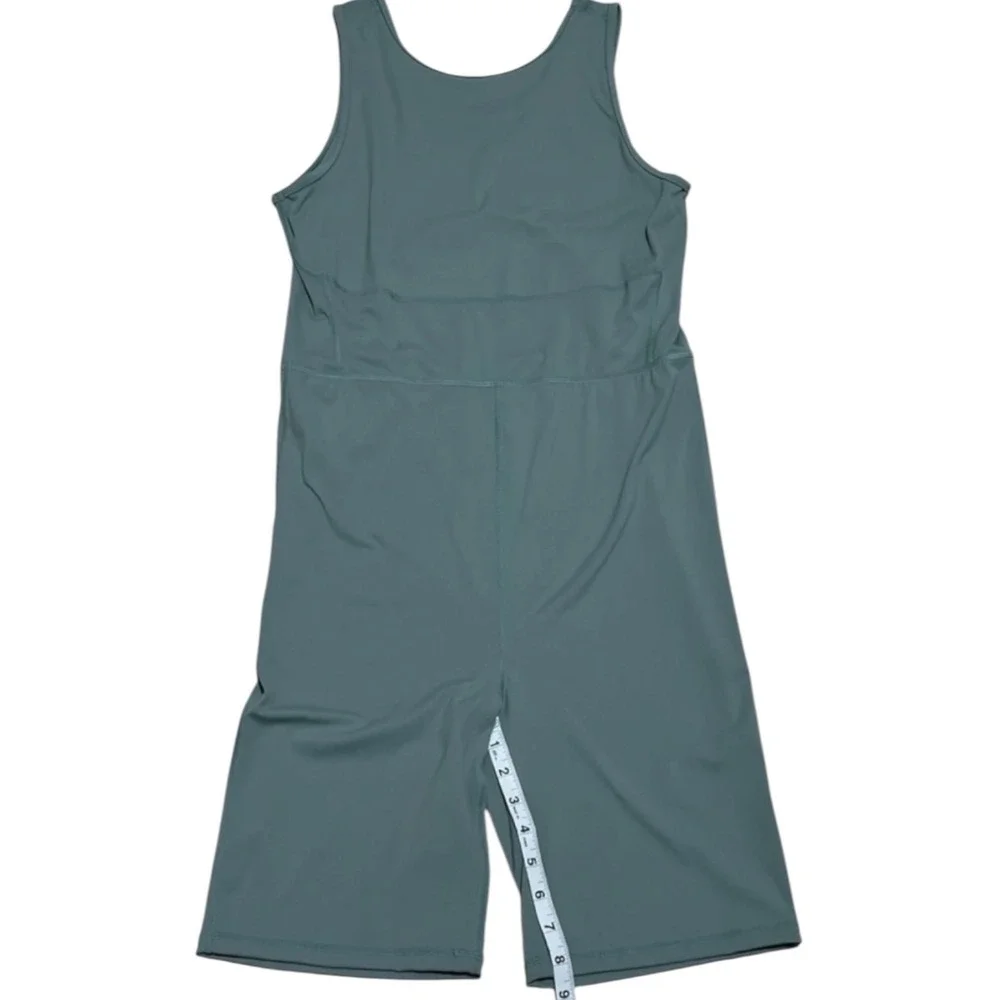 NOIZE Women's XL Sage Green Biker Short Romper Cutout Back Activewear